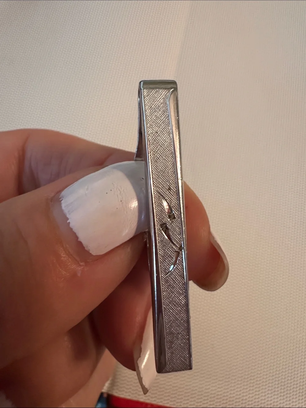 Vintage Swank Silver Tone Tie Clip with Subtle‎ Leaf Engraving